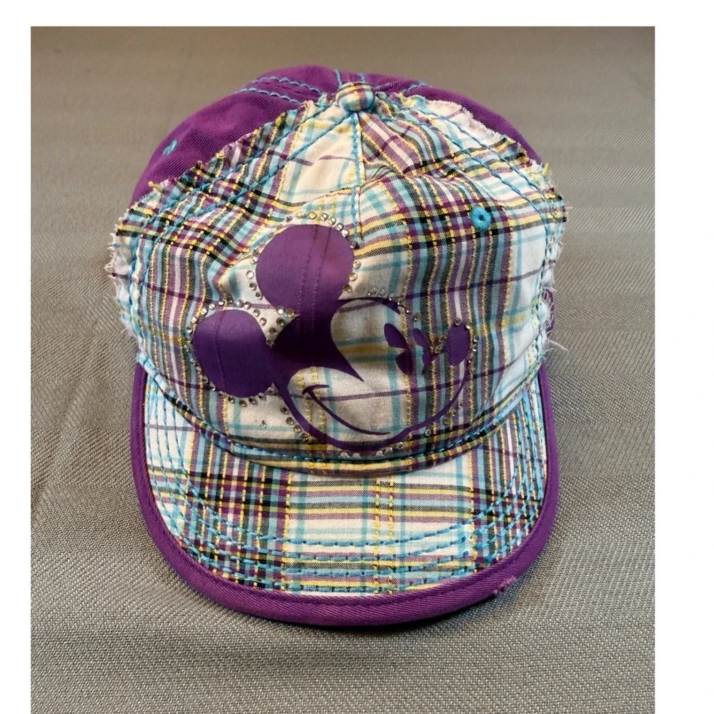 Disney Purple Plaid Mickey Mouse Baseball Cap